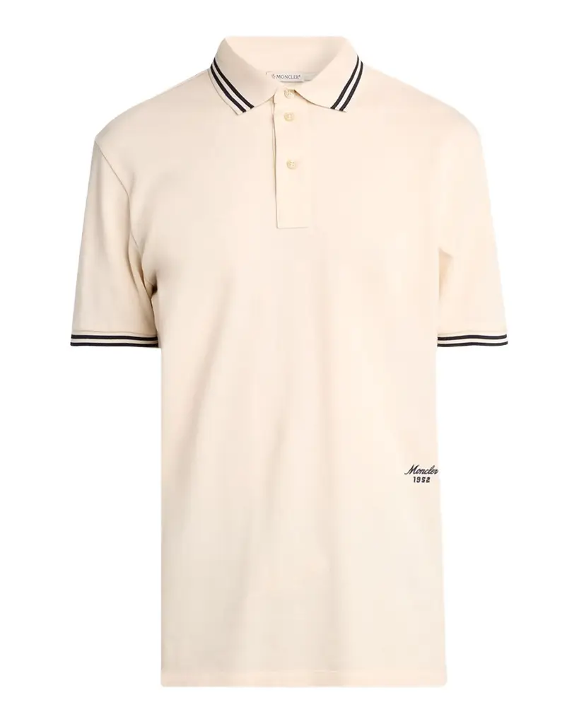 Moncler Men's Striped Cotton Pique Polo Shirt | Image 1 Moncler Men's Striped Cotton Pique Polo Shirt | Image 1
