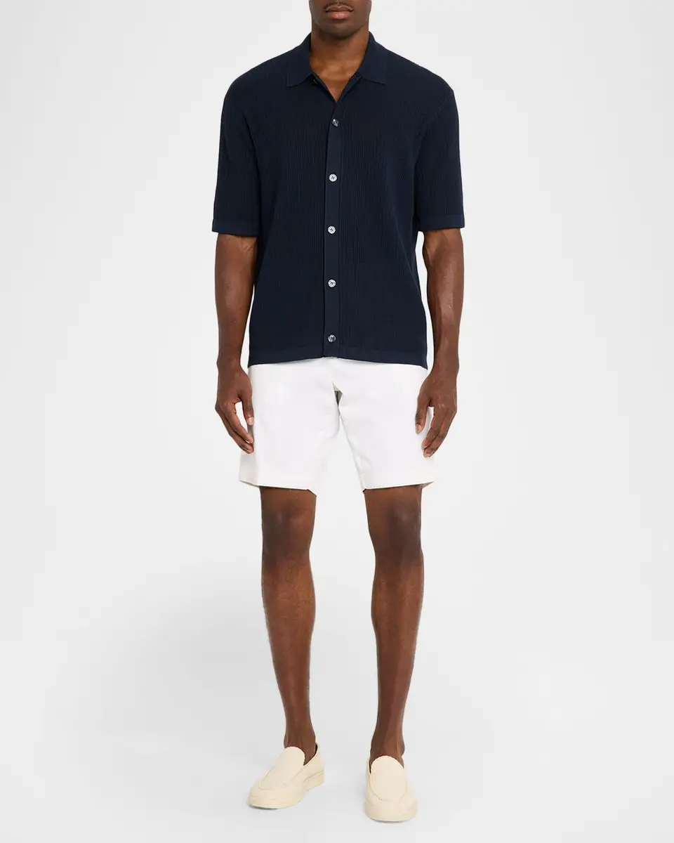 Theory Men's Cotton Mesh Knit Short-Sleeve Shirt | Thumbnail 2 Theory Men's Cotton Mesh Knit Short-Sleeve Shirt | Thumbnail 2