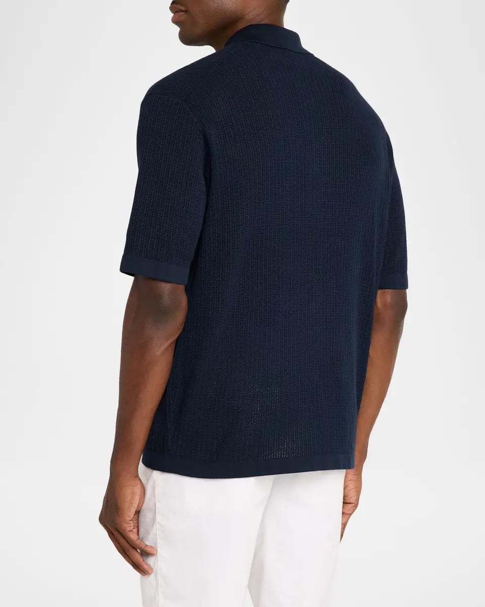 Theory Men's Cotton Mesh Knit Short-Sleeve Shirt | Thumbnail 3 Theory Men's Cotton Mesh Knit Short-Sleeve Shirt | Thumbnail 3