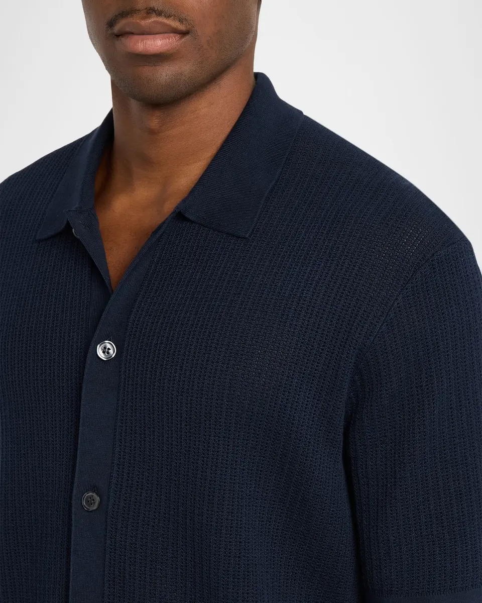 Theory Men's Cotton Mesh Knit Short-Sleeve Shirt | Thumbnail 5 Theory Men's Cotton Mesh Knit Short-Sleeve Shirt | Thumbnail 5