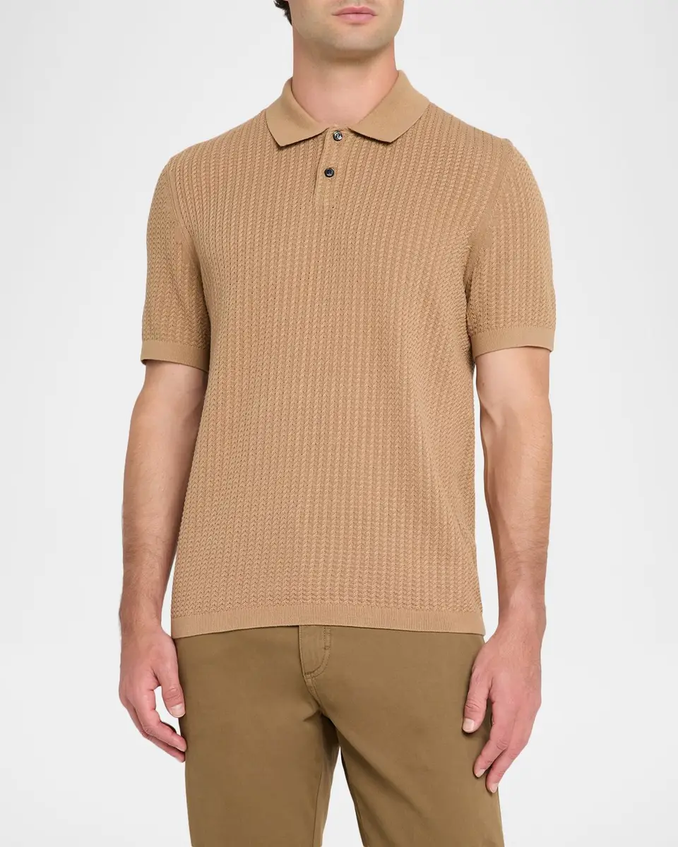 Theory Men's Cotton Cable Knit Polo Shirt | Thumbnail 4 Theory Men's Cotton Cable Knit Polo Shirt | Thumbnail 4