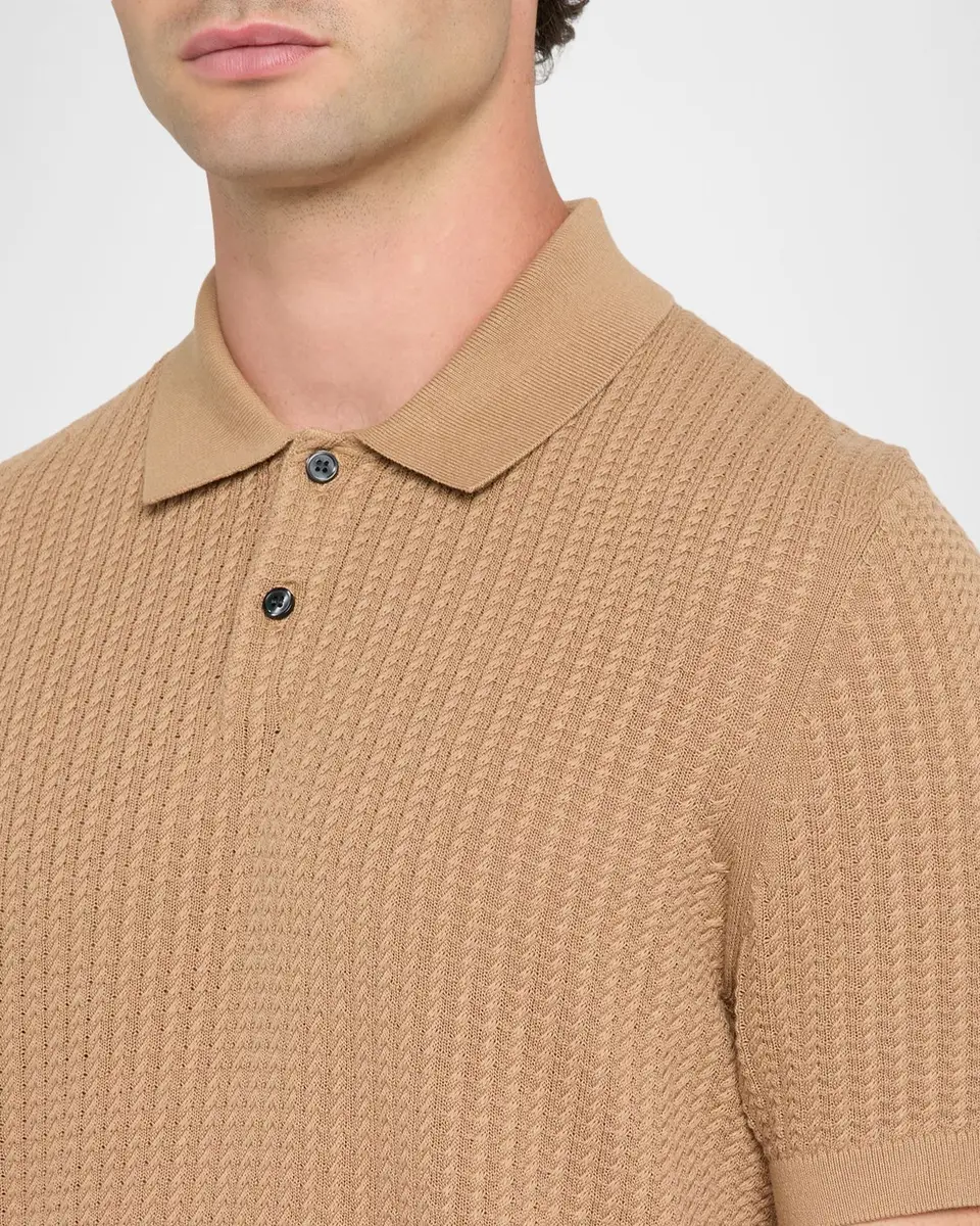 Theory Men's Cotton Cable Knit Polo Shirt | Thumbnail 5 Theory Men's Cotton Cable Knit Polo Shirt | Thumbnail 5