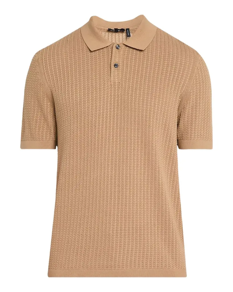 Theory Men's Cotton Cable Knit Polo Shirt | Image 1 Theory Men's Cotton Cable Knit Polo Shirt | Image 1