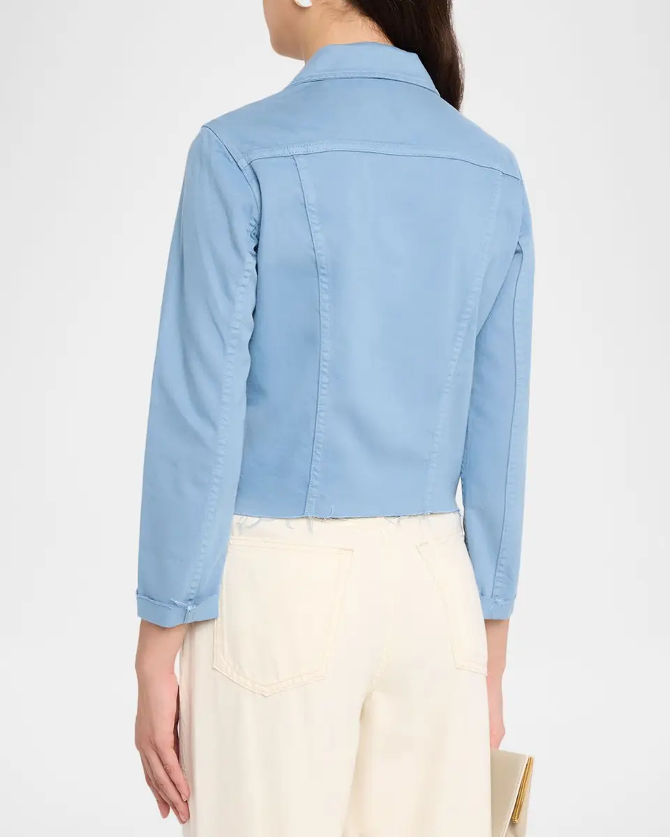 L'Agence Janelle Raw-Edge Button-Front Denim Shirt | Thumbnail 3 L'Agence Janelle Raw-Edge Button-Front Denim Shirt | Thumbnail 3