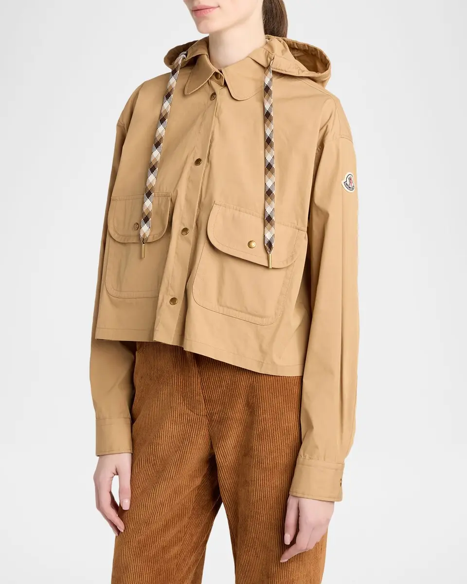 Moncler Cotton Blend Hooded Shirt Jacket | Thumbnail 4 Moncler Cotton Blend Hooded Shirt Jacket | Thumbnail 4
