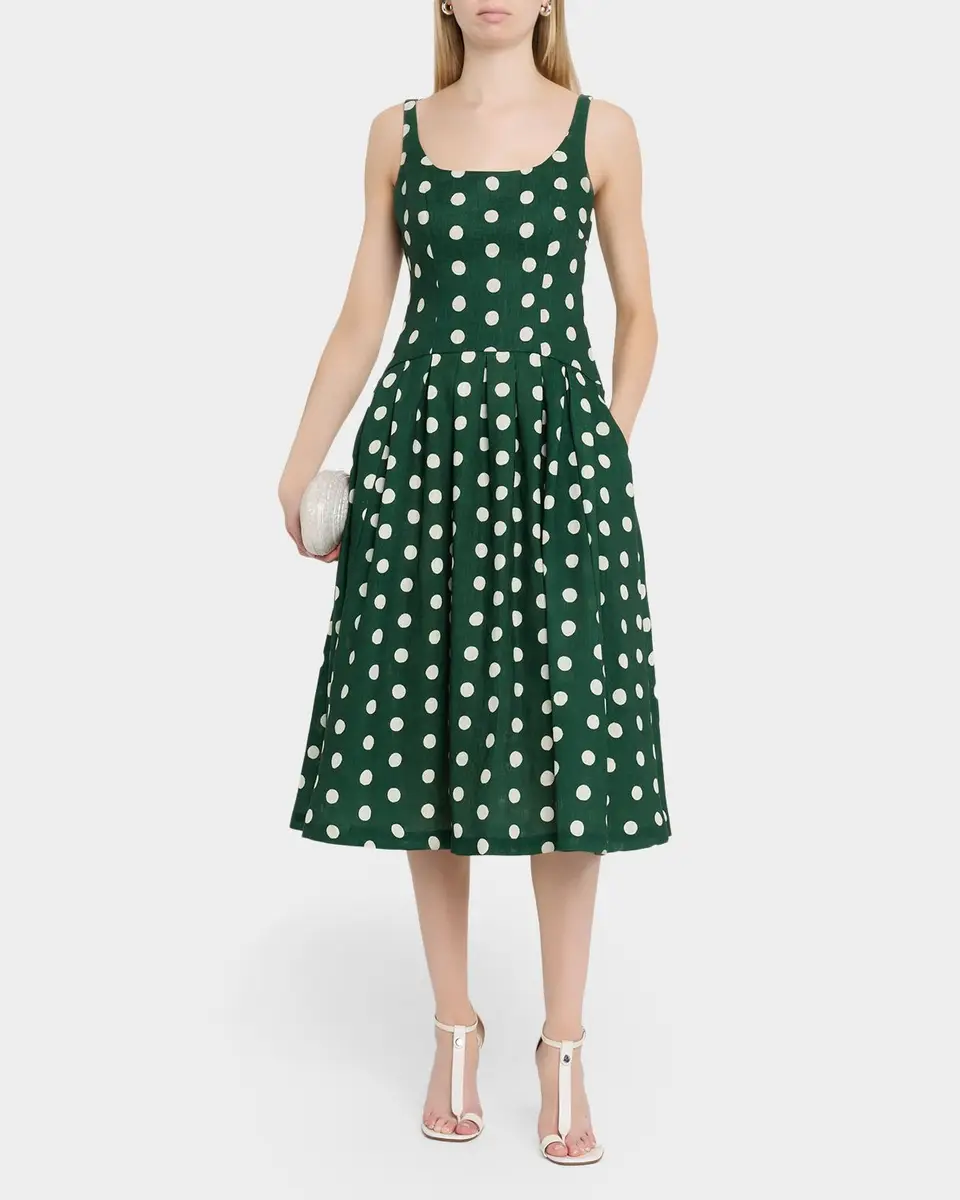 Cara Cara Regio Dropped-Waist Linen Midi Dress | Thumbnail 2
