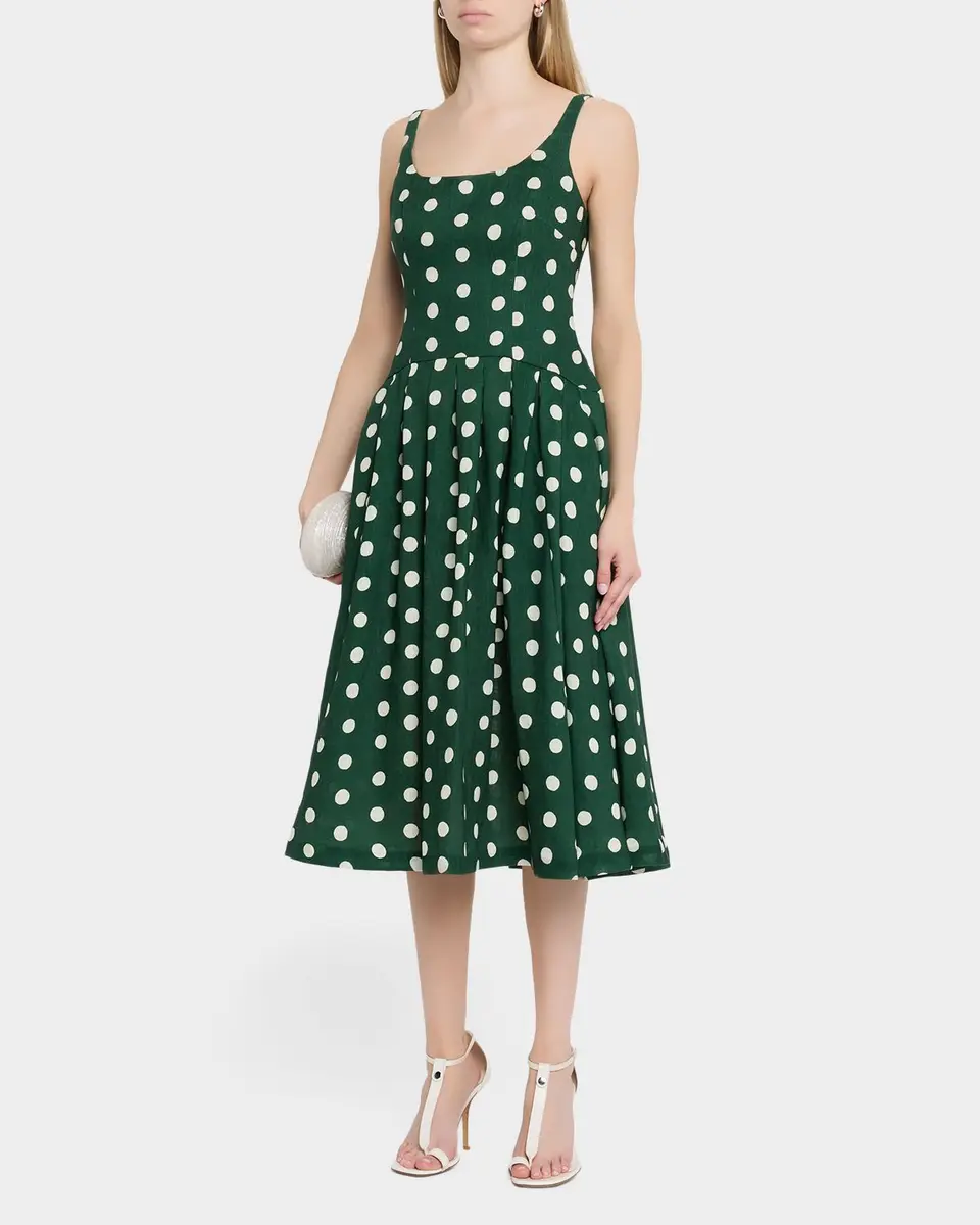 Cara Cara Regio Dropped-Waist Linen Midi Dress | Thumbnail 4
