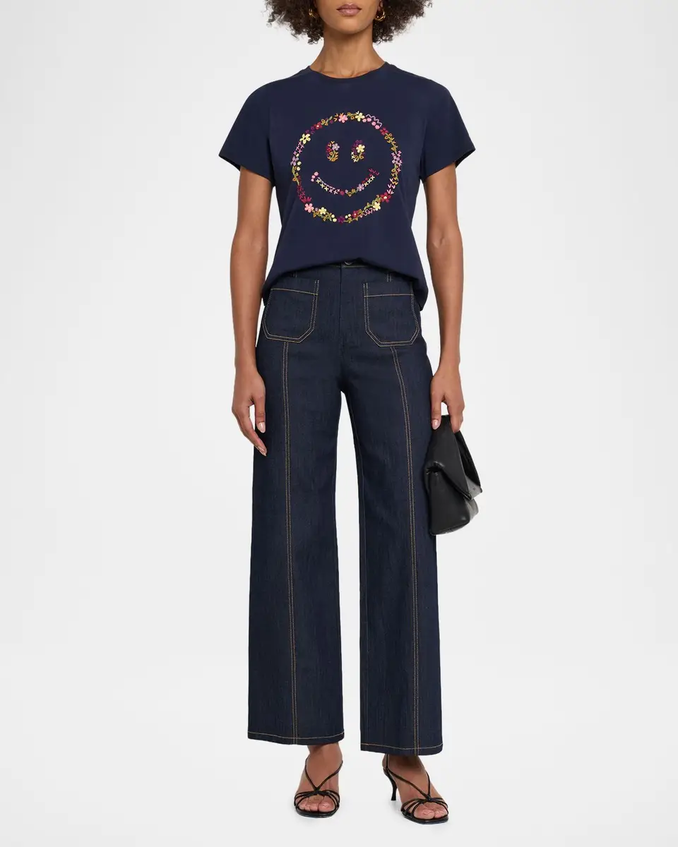 Cinq à Sept Wildflower Embroidered Shrunken Tee | Thumbnail 2 Cinq à Sept Wildflower Embroidered Shrunken Tee | Thumbnail 2
