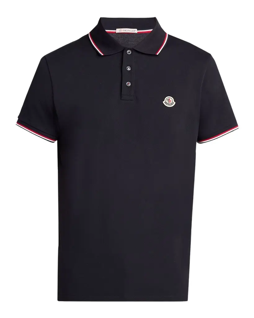 Moncler en's Striped-Trim Cotton Pique Polo Shirt | Image 1 Moncler en's Striped-Trim Cotton Pique Polo Shirt | Image 1