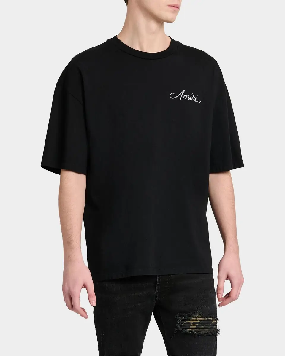 AMIRI Men's Logo Cotton Crewneck T-Shirt | Thumbnail 3
