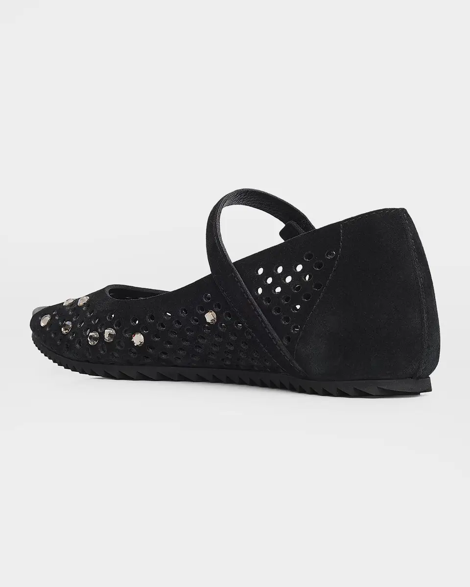 PEDRO GARCIA Kalista Suede Mary Jane Flats w Crystals | Thumbnail 4