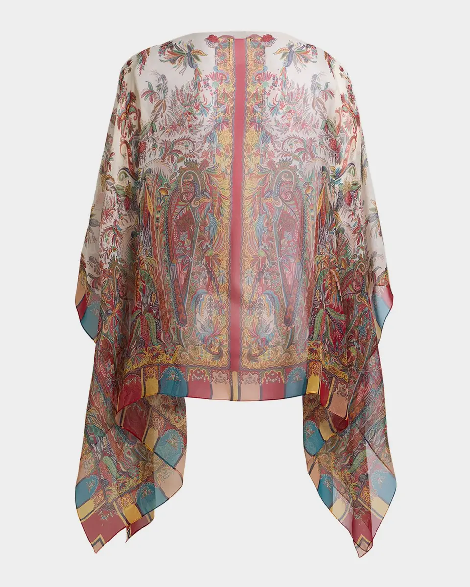 Etro Paisley Foliage Motif Silk Poncho Top | Thumbnail 5 Etro Paisley Foliage Motif Silk Poncho Top | Thumbnail 5