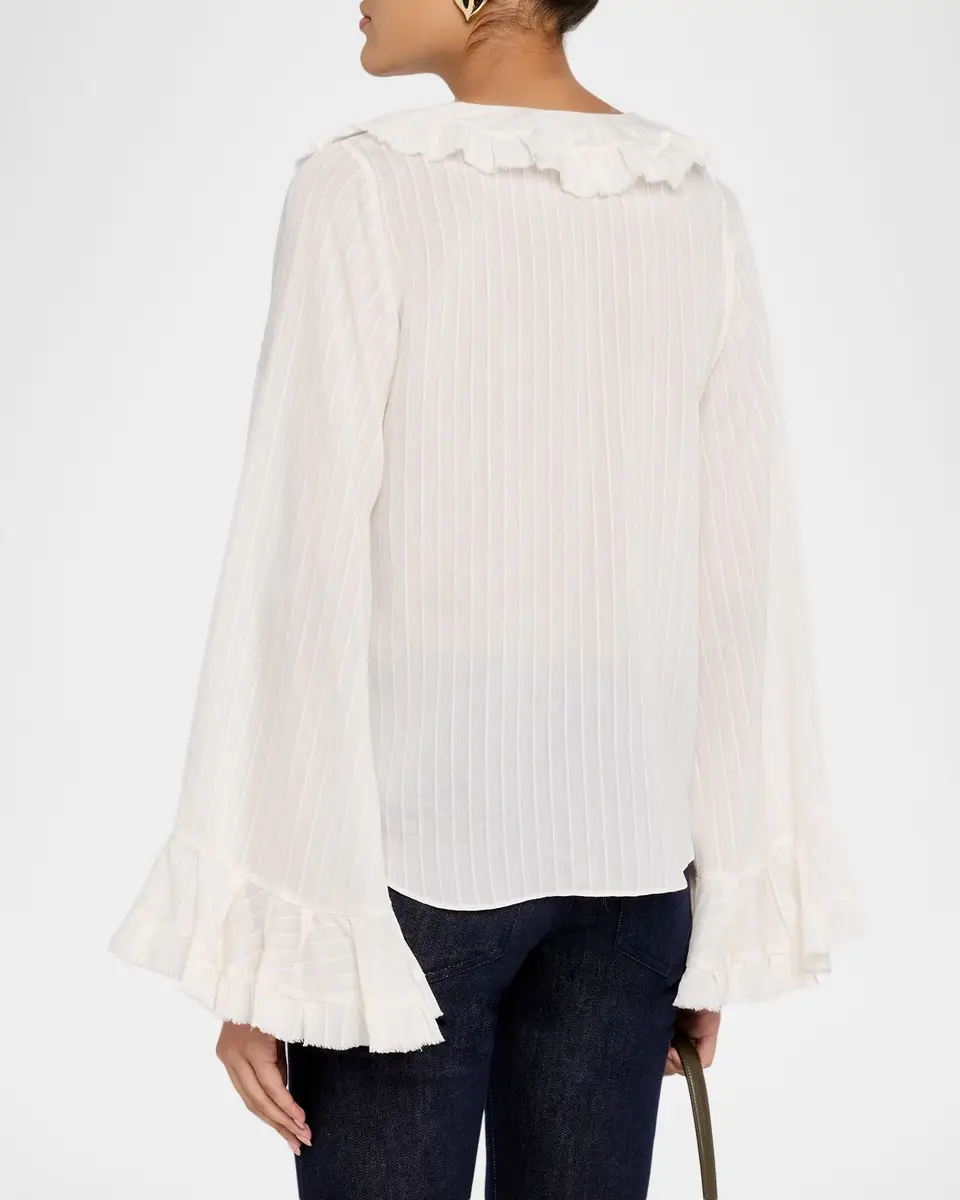 Dorothee Schumacher Striped Ruffle Lace-Up Blouse | Thumbnail 3 Dorothee Schumacher Striped Ruffle Lace-Up Blouse | Thumbnail 3