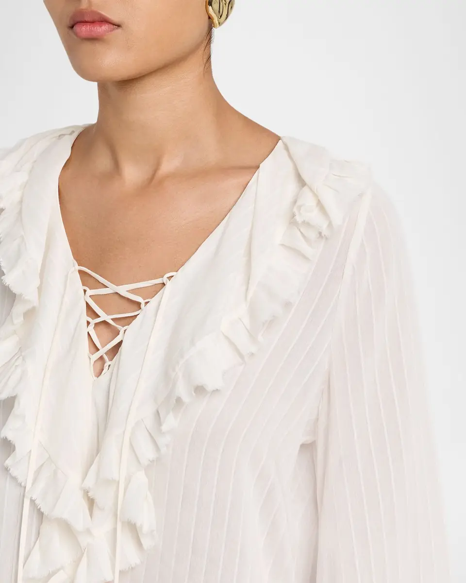 Dorothee Schumacher Striped Ruffle Lace-Up Blouse | Thumbnail 5 Dorothee Schumacher Striped Ruffle Lace-Up Blouse | Thumbnail 5