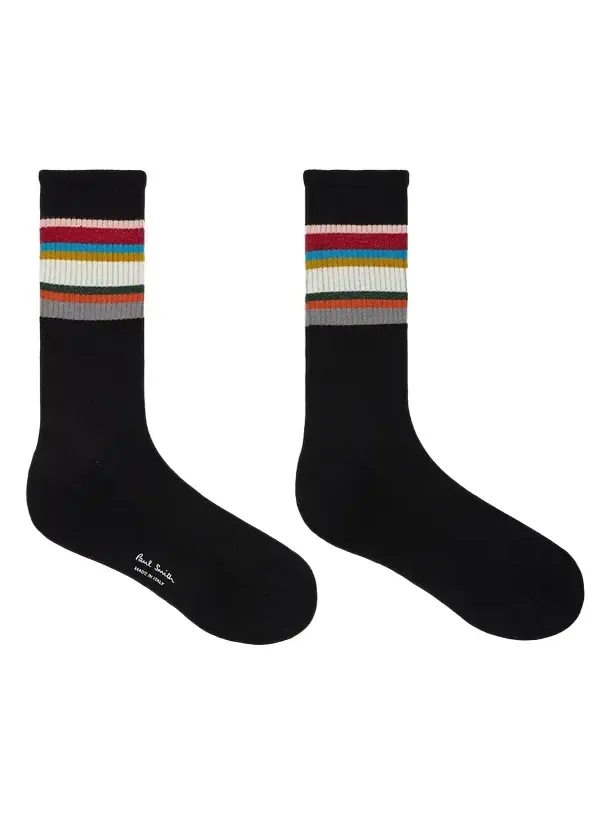 Paul Smith Men's Signature Stripe Ribbed Crew Socks