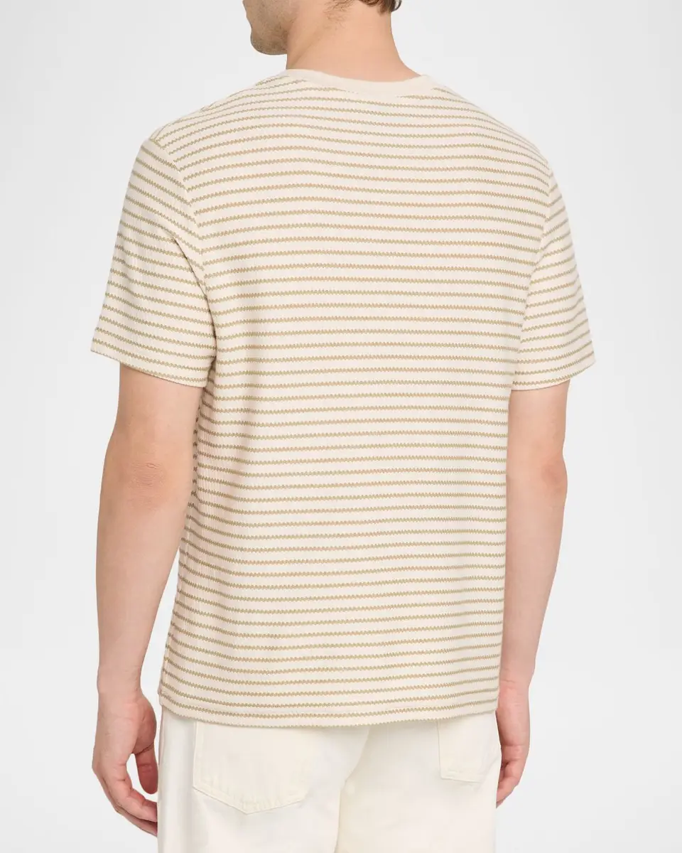 Frame Men's Striped Ribbed Cotton T-Shirt | Thumbnail 3 Frame Men's Striped Ribbed Cotton T-Shirt | Thumbnail 3