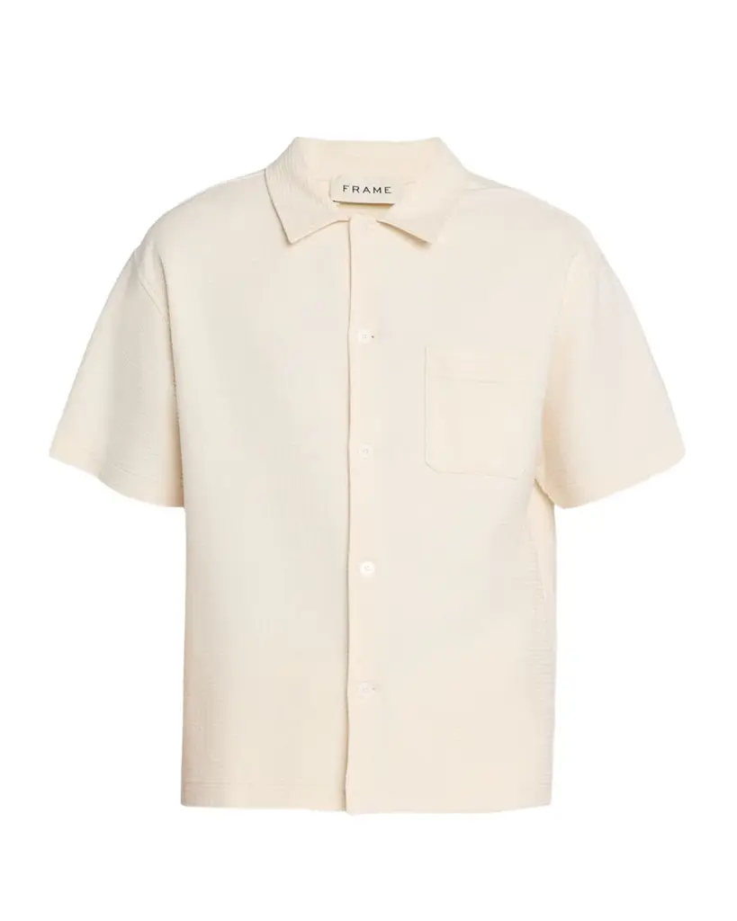 Frame Men's Jacquard Cotton Short-Sleeve Shirt | Image 1 Frame Men's Jacquard Cotton Short-Sleeve Shirt | Image 1