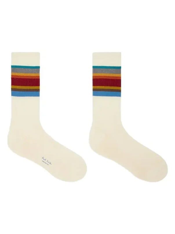 Paul Smith Men's Signature Stripe Ribbed Crew Socks