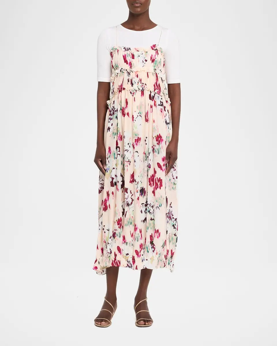 Ulla Johnson Clove Ruffled Floral Silk A-Line Midi Dress | Thumbnail 2 Ulla Johnson Clove Ruffled Floral Silk A-Line Midi Dress | Thumbnail 2