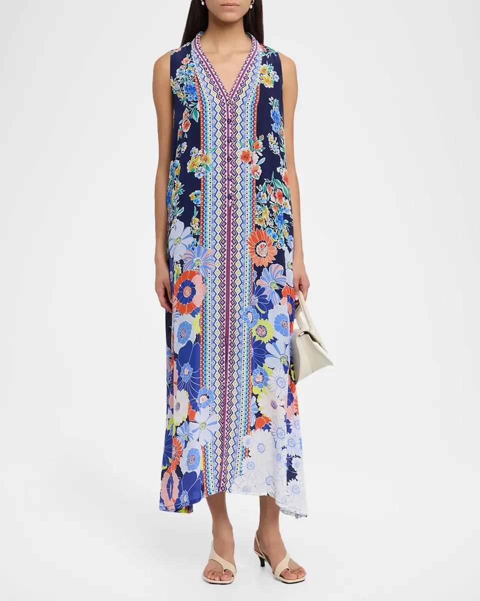 Johnny Was Banksia Floral-Print Silk Maxi Dress | Thumbnail 2