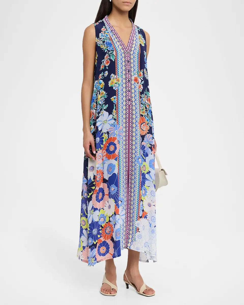 Johnny Was Banksia Floral-Print Silk Maxi Dress | Thumbnail 4