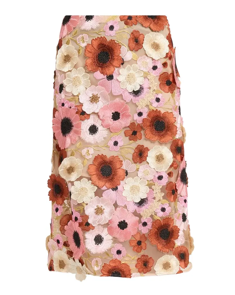 Dorothee Schumacher Blooming Meadow 3D Embroidered Midi Skirt | Image 1 Dorothee Schumacher Blooming Meadow 3D Embroidered Midi Skirt | Image 1