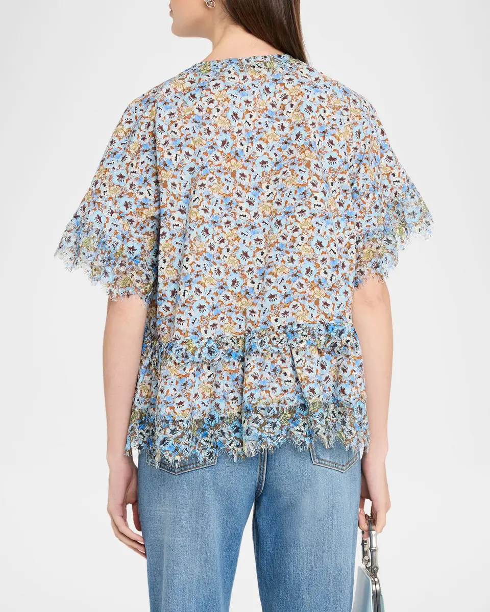 Dorothee Schumacher Floral Volumes Lace-Trim Cotton Blouse | Thumbnail 3