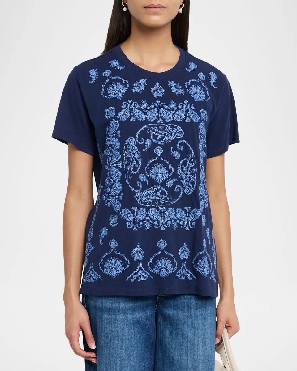Johnny Was Paisley-Embroidered Cotton Tee | Thumbnail 4 Johnny Was Paisley-Embroidered Cotton Tee | Thumbnail 4