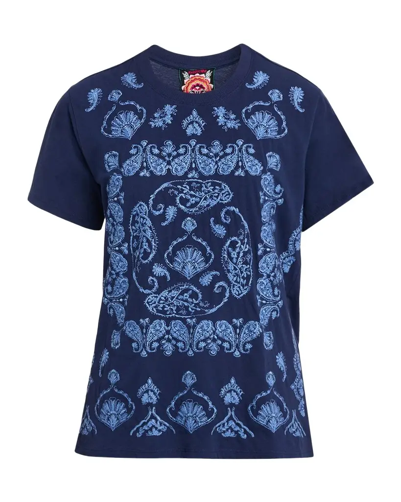 Johnny Was Paisley-Embroidered Cotton Tee | Image 1 Johnny Was Paisley-Embroidered Cotton Tee | Image 1