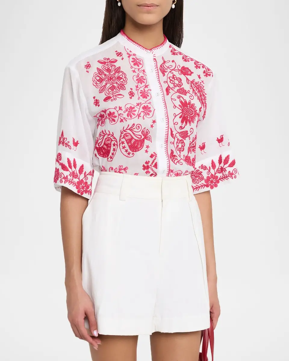 Johnny Was Floral-Embroidered Cotton Shirt | Thumbnail 4 Johnny Was Floral-Embroidered Cotton Shirt | Thumbnail 4