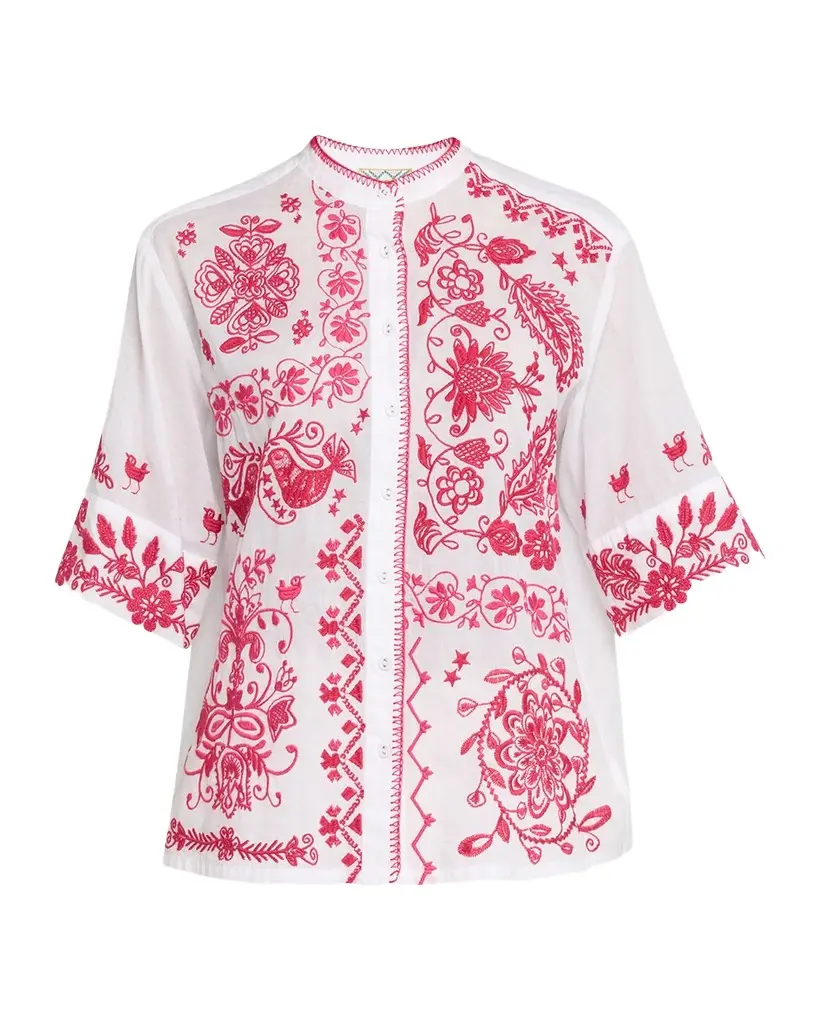 Johnny Was Floral-Embroidered Cotton Shirt | Image 1 Johnny Was Floral-Embroidered Cotton Shirt | Image 1