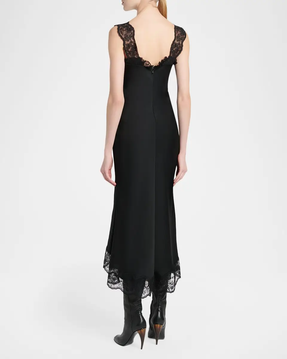 Alexander McQueen Lace-Inset Draped Satin Evening Dress | Thumbnail 3 Alexander McQueen Lace-Inset Draped Satin Evening Dress | Thumbnail 3