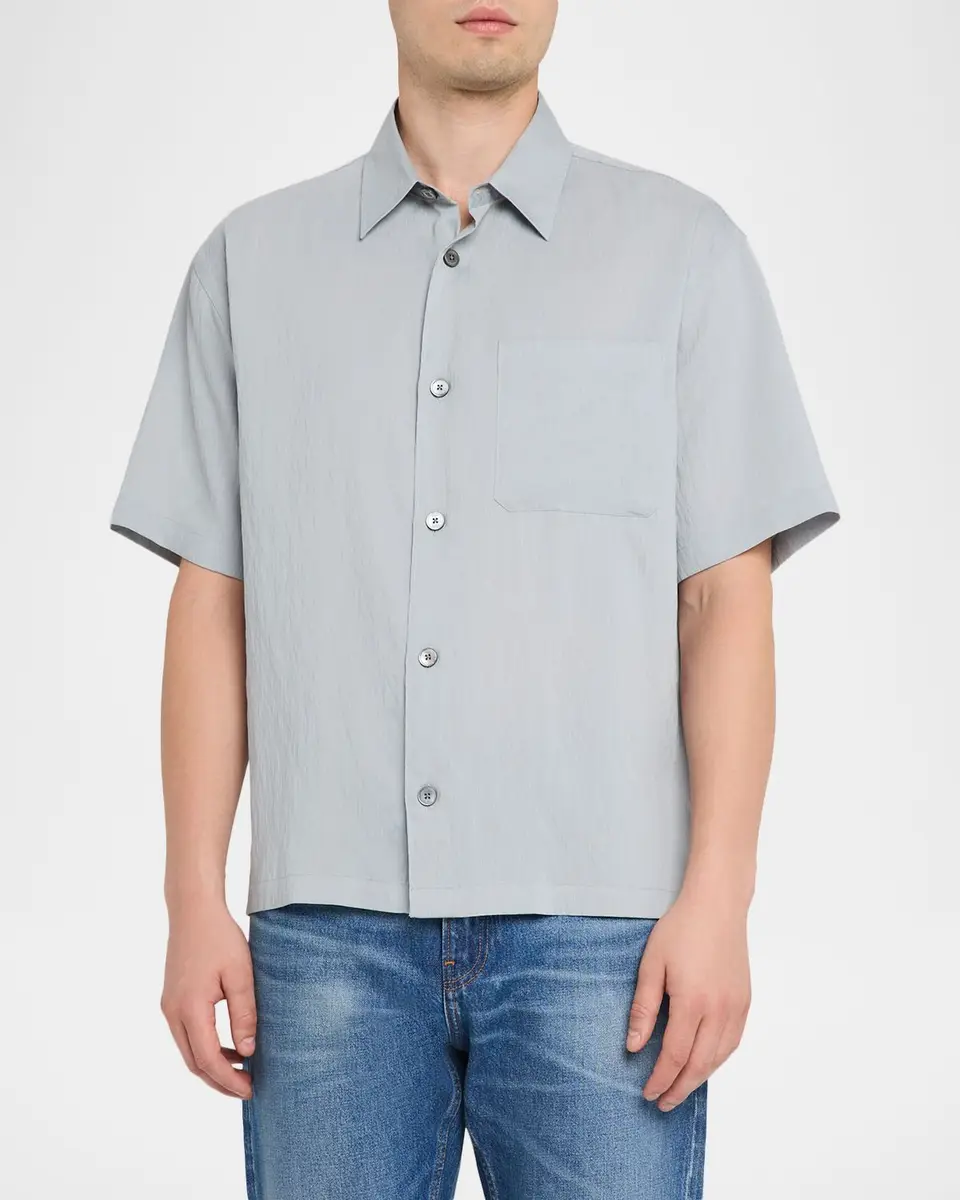 Frame Men's Viscose Blend Pocket Short-Sleeve Shirt | Thumbnail 4 Frame Men's Viscose Blend Pocket Short-Sleeve Shirt | Thumbnail 4