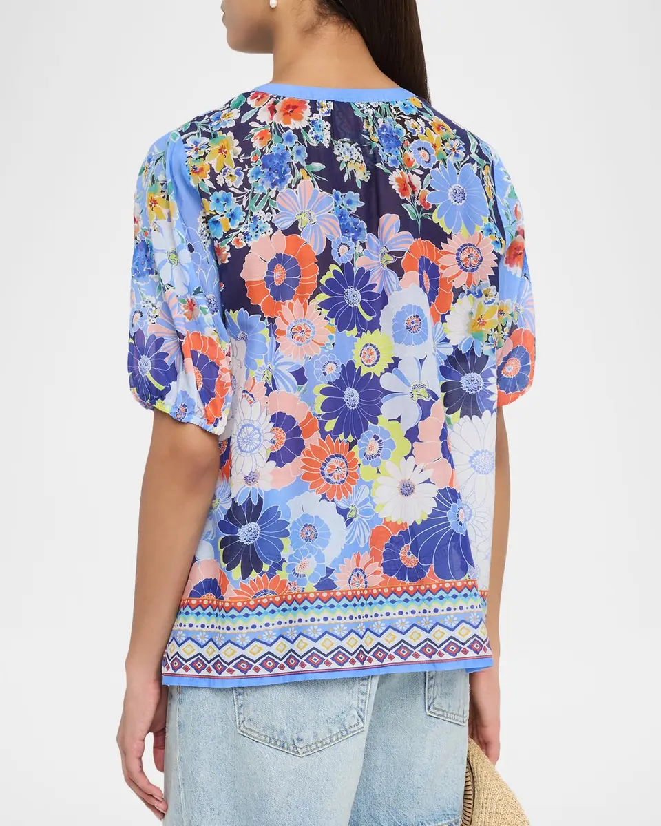 Johnny Was Margot Tasseled Floral-Print Blouse | Thumbnail 3