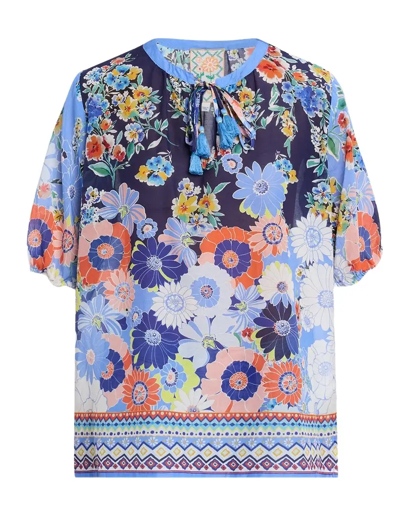 Johnny Was Margot Tasseled Floral-Print Blouse | Image 1 Johnny Was Margot Tasseled Floral-Print Blouse | Image 1
