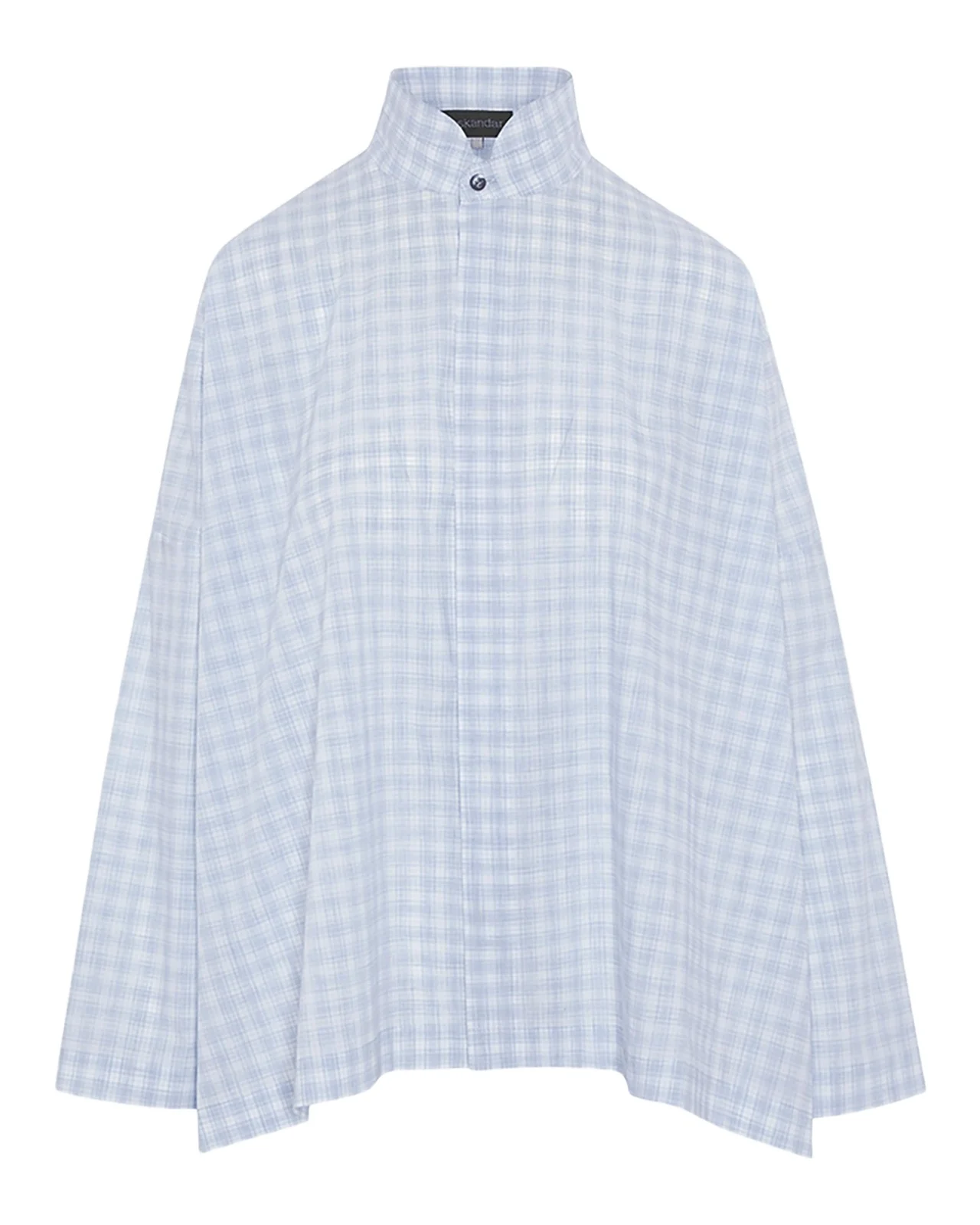 Eskandar Triple-Plaid Cotton Wide Longer Back Shirt Jacket