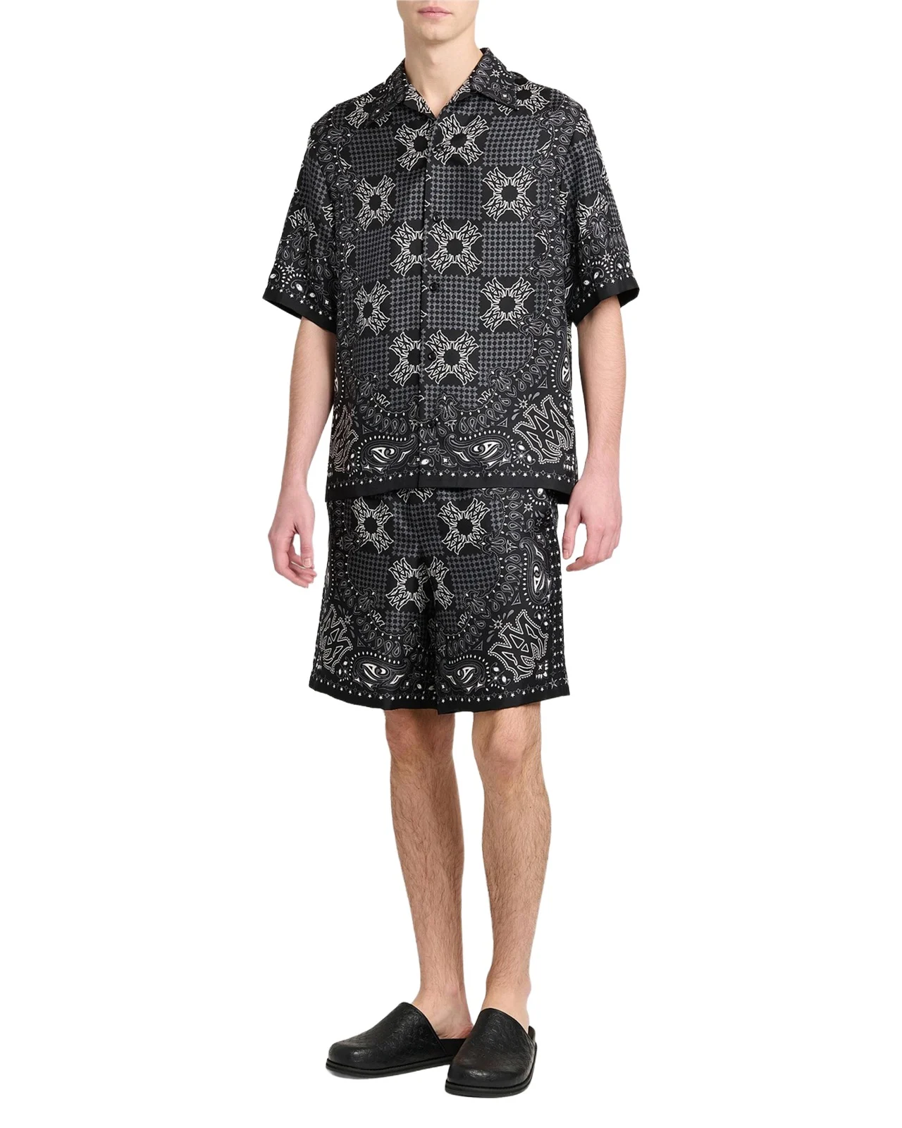 Men's Silk MA Quad Paisley Short-Sleeve Shirt Men's Silk MA Quad Paisley Short-Sleeve Shirt