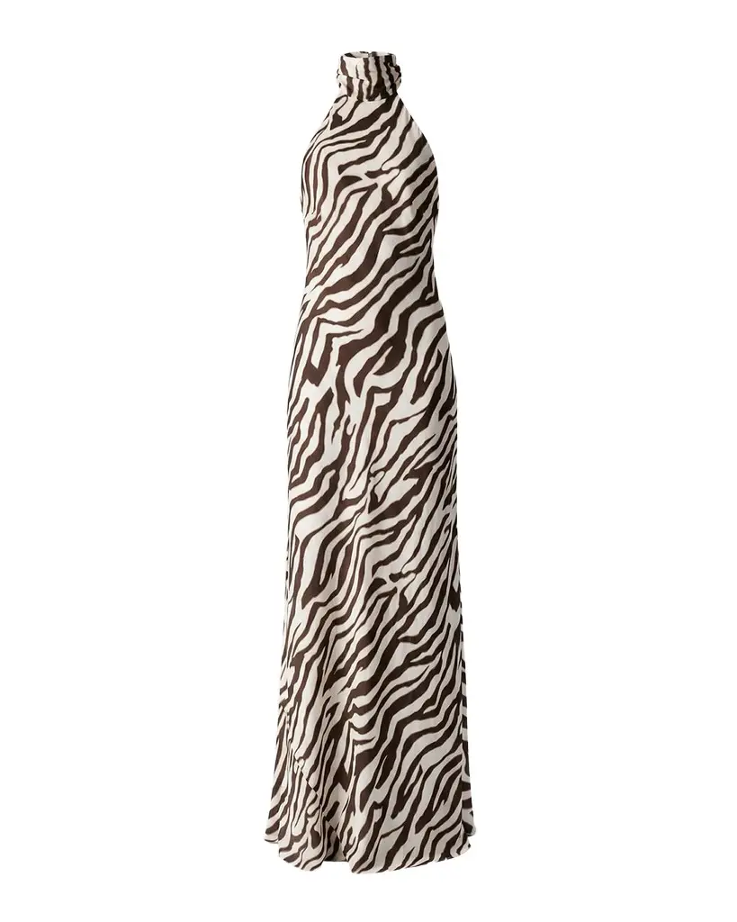 Toccin Alina Zebra Halter Backless Gown | Image 1 Toccin Alina Zebra Halter Backless Gown | Image 1