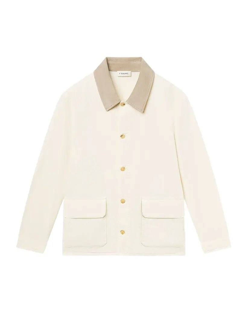 Frame Men's Corduroy-Collar Canvas Shirt Jacket | Image 1 Frame Men's Corduroy-Collar Canvas Shirt Jacket | Image 1
