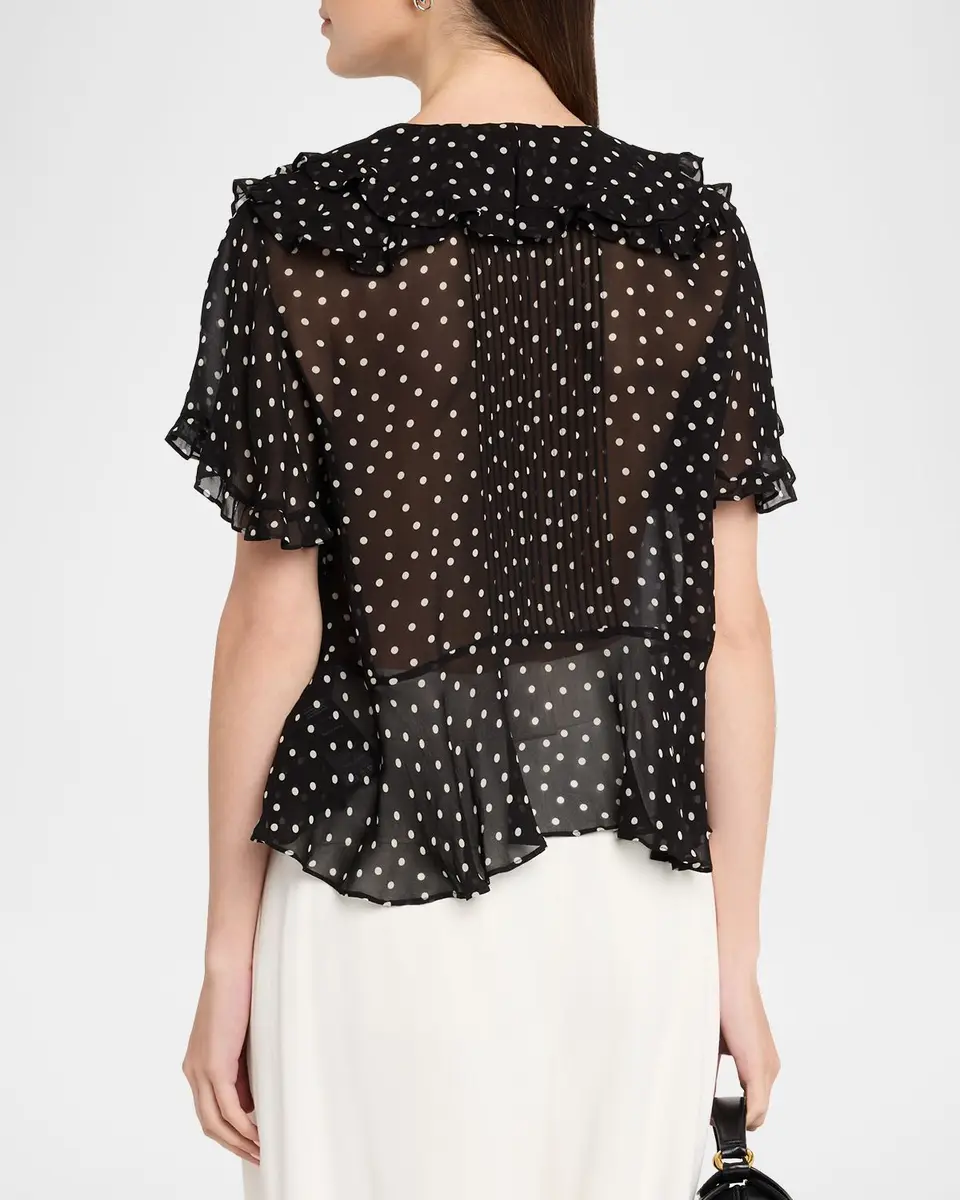 Dorothee Schumacher Dancing Dots Blouse in Crinkle Viscose Georgette | Thumbnail 3 Dorothee Schumacher Dancing Dots Blouse in Crinkle Viscose Georgette | Thumbnail 3