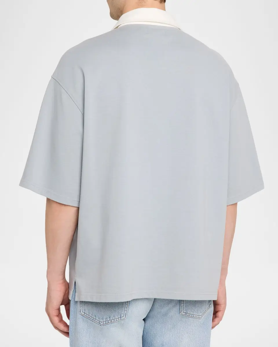 Frame Men's Cotton Drop-Shoulder Polo Shirt | Thumbnail 3 Frame Men's Cotton Drop-Shoulder Polo Shirt | Thumbnail 3