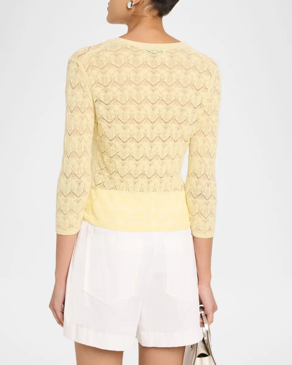 Vince Fine Lace 3/4-Sleeve Crewneck Top | Thumbnail 3 Vince Fine Lace 3/4-Sleeve Crewneck Top | Thumbnail 3
