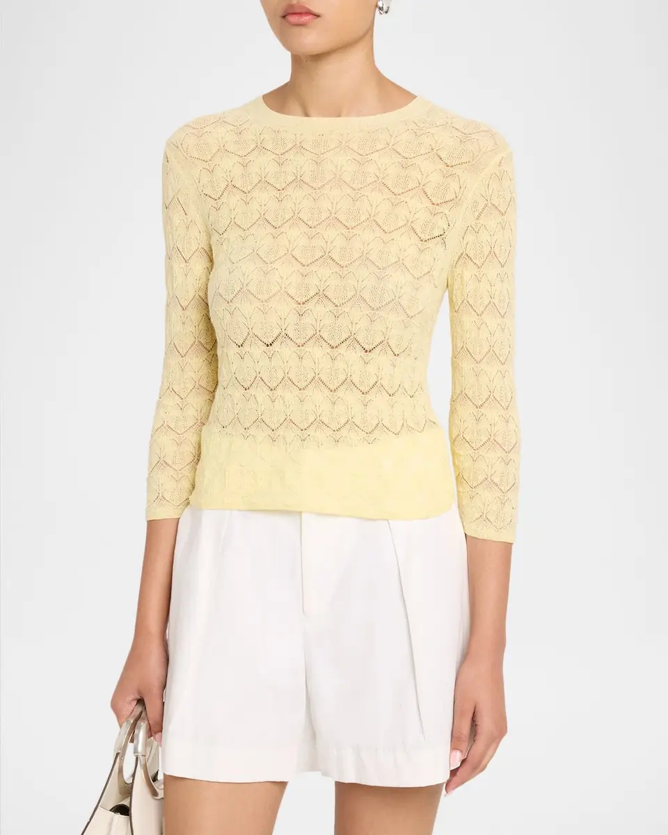 Vince Fine Lace 3/4-Sleeve Crewneck Top | Thumbnail 4 Vince Fine Lace 3/4-Sleeve Crewneck Top | Thumbnail 4