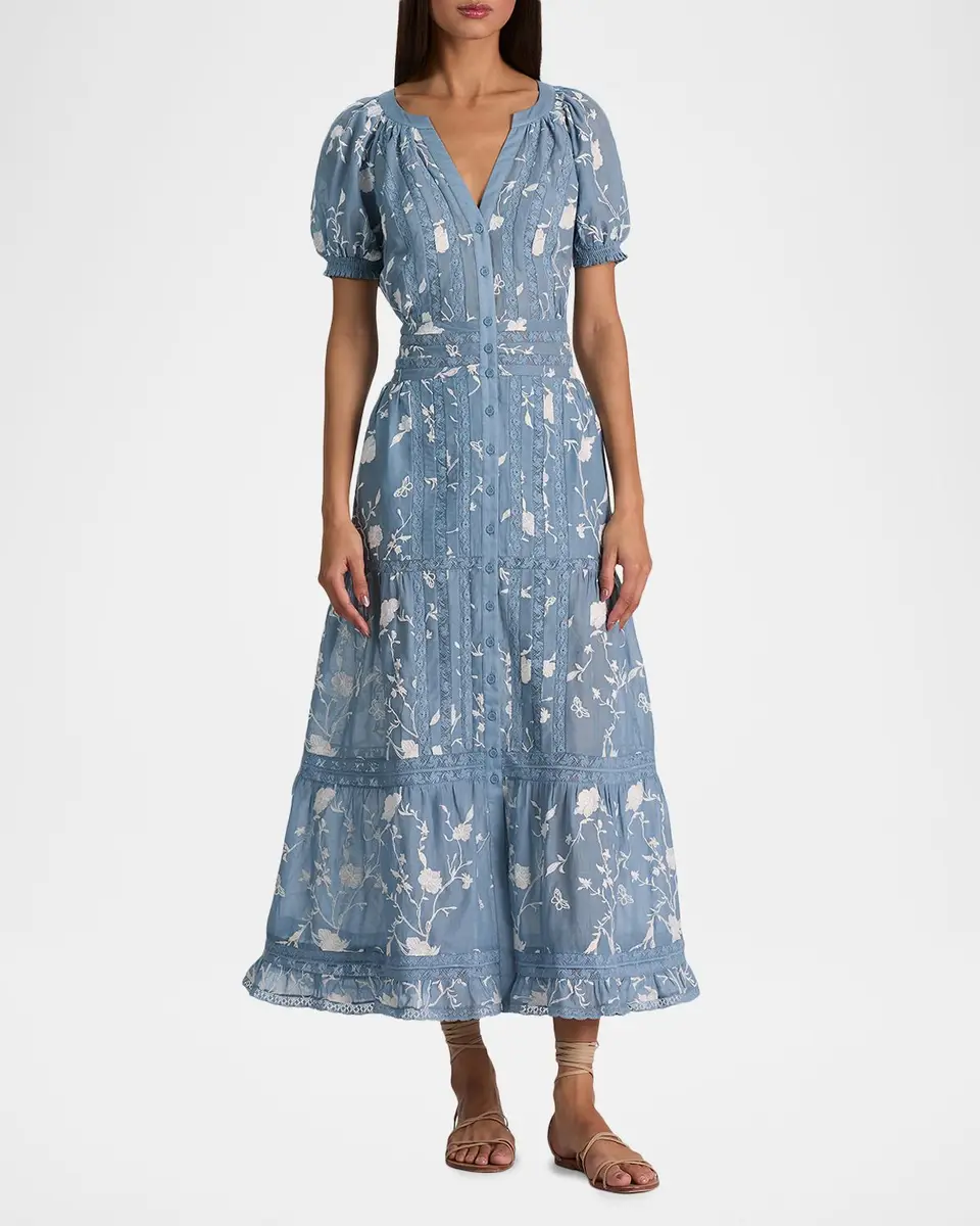 Alice + Olivia Kathryn Lace-Trim Midi Shirtdress | Thumbnail 2 Alice + Olivia Kathryn Lace-Trim Midi Shirtdress | Thumbnail 2