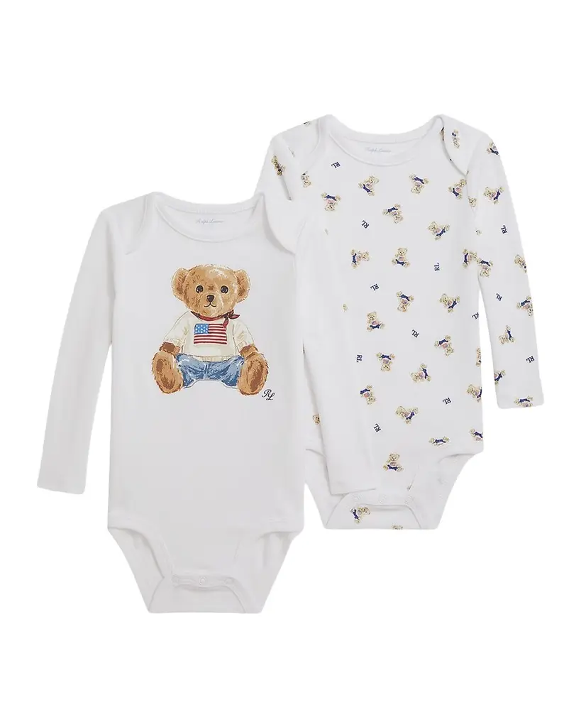 Ralph Lauren Kid's 2-Pack Polo Bear Bodysuit Set | Image 1 Ralph Lauren Kid's 2-Pack Polo Bear Bodysuit Set | Image 1