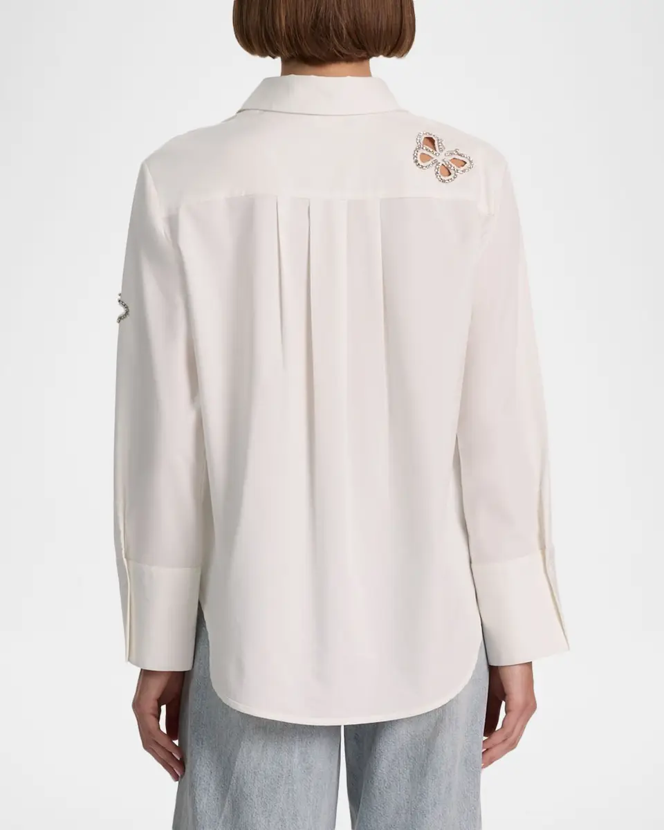 Alice + Olivia Finely Embellished Cutout Button-Front Shirt | Thumbnail 3 Alice + Olivia Finely Embellished Cutout Button-Front Shirt | Thumbnail 3