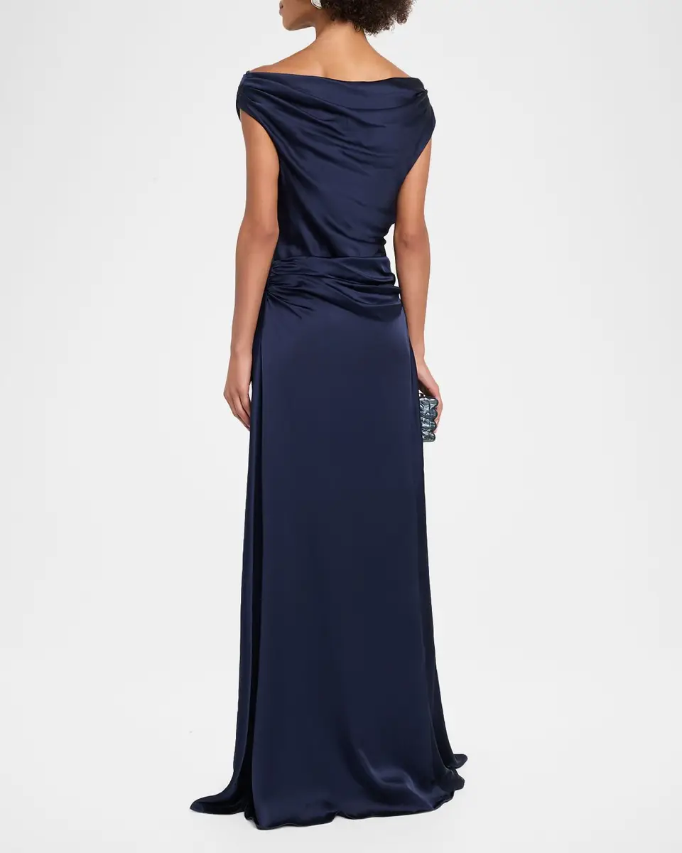 Simkhai Elinne Draped Off-Shoulder Column Gown | Thumbnail 3