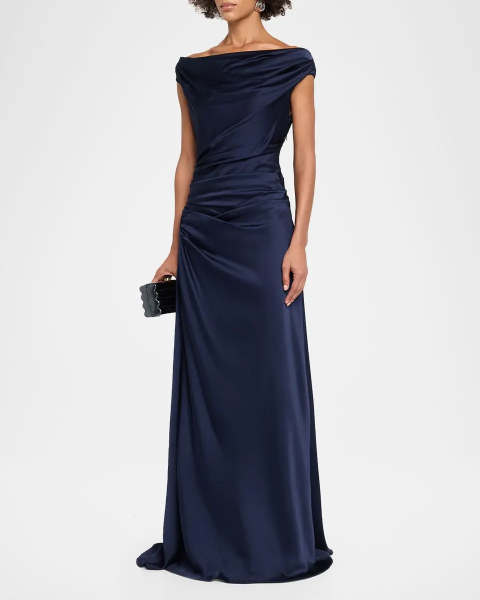 Simkhai Elinne Draped Off-Shoulder Column Gown | Thumbnail 4