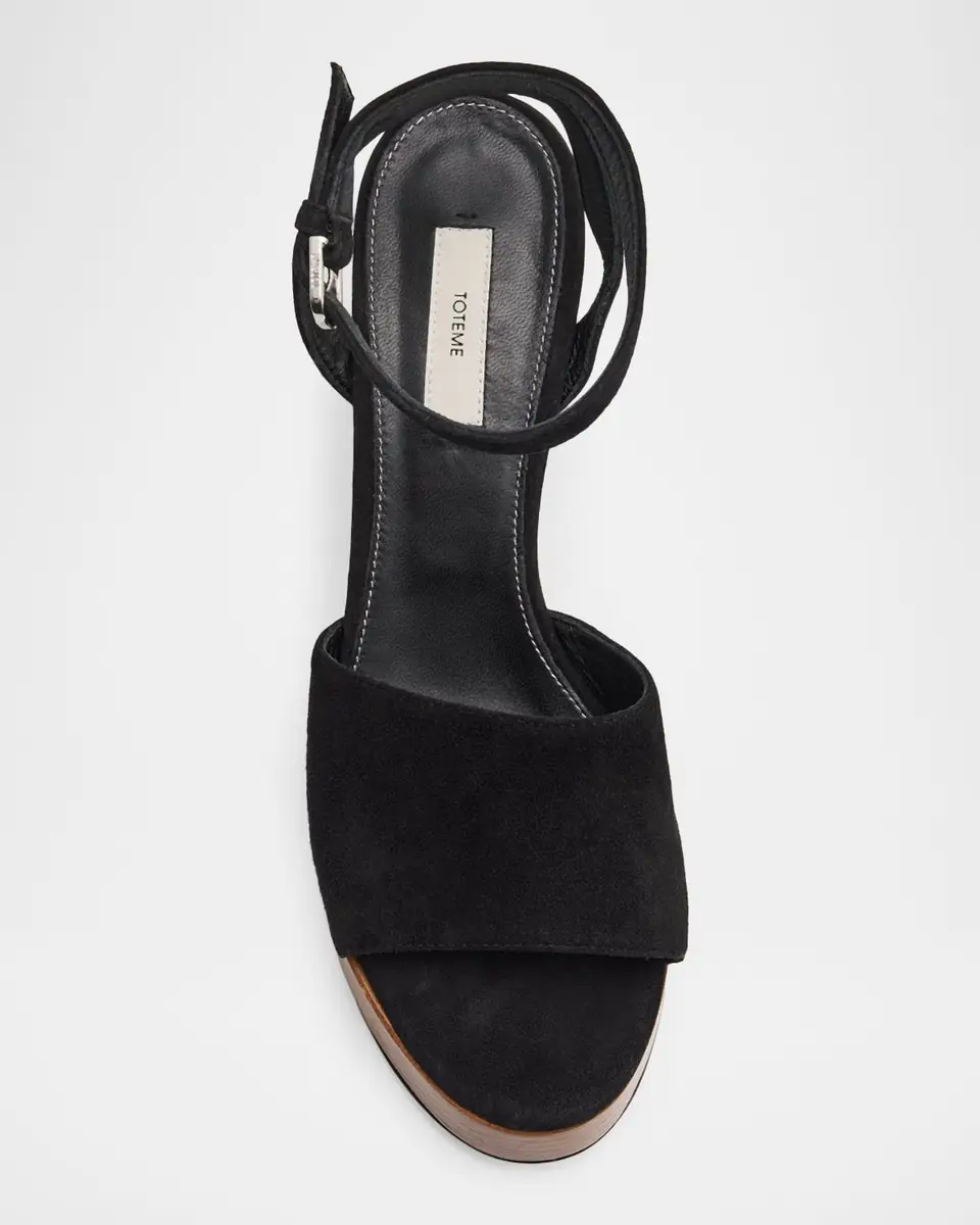 TOTEME 100mm Suede Platform Sandals | Thumbnail 4 TOTEME 100mm Suede Platform Sandals | Thumbnail 4