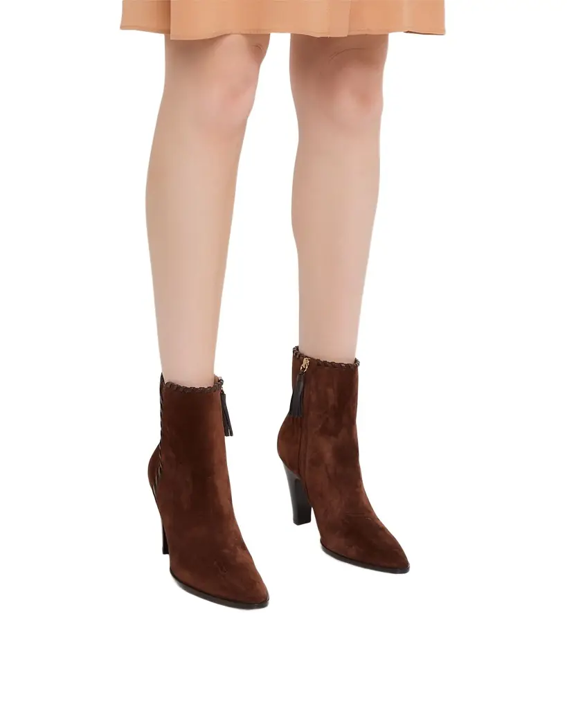 Gianvito Rossi Zaira 85mm Suede & Leather Ankle Boots
